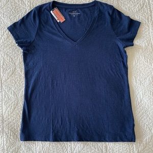 NWT Vineyard Vines Navy Marled Cotton V-Neck T